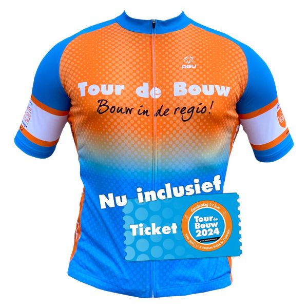 Tour de Bouw oranje-blauw fietsshirt nu inclusief ticket