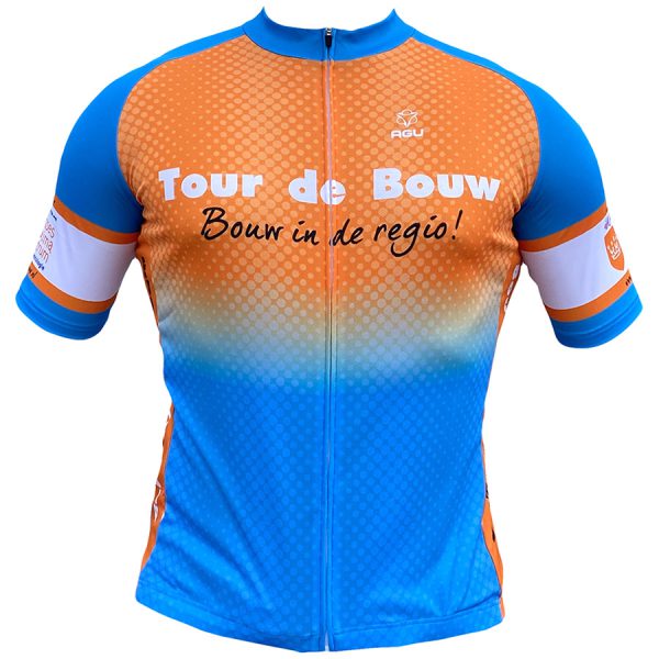 Tour de Bouw Hot oranje-blauw fietsshirt